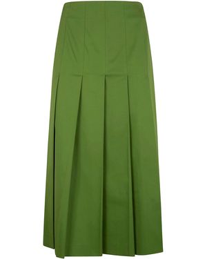 DR. HOPE Pleated Cotton Twill Skirt - Green