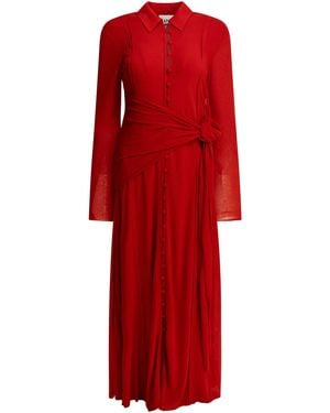 Ganni Long Chemise Dress - Red