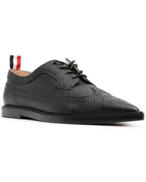 Thom Browne Pointed-Toe Leather Brogues - Black