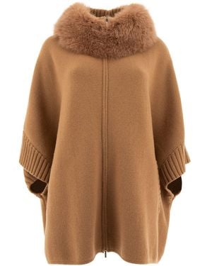 Giovi Wool And Cashmere Poncho Coats - Brown