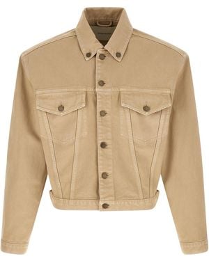 Entire studios Shrunken Denim Puffer Jackets Beige - Natural
