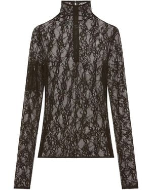 Courreges Stretch Lace Top - Black