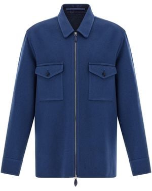 Berluti Double Cloth Overshirt - Blue