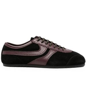 Dries Van Noten Suede Sneakers With Leather Inserts - Black