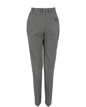 McQueen Houndstooth Wool Pants - Gray