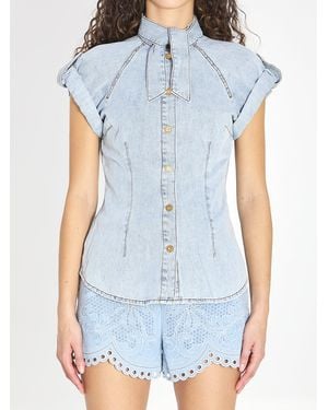 Zimmermann Denim Tie Neck Shirt - Blue