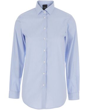 Plain Cotton Shirt With Classic Collar - Blue