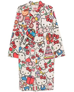 Péro All-Over Print Coat With Notched Lapels - Red