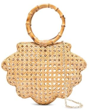 Serpui Woven Design Tote Bag With Chain-Link Strap - Metallic