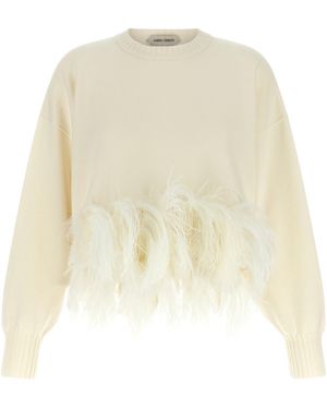 Alberta Ferretti Feather Cropped Sweater - Natural