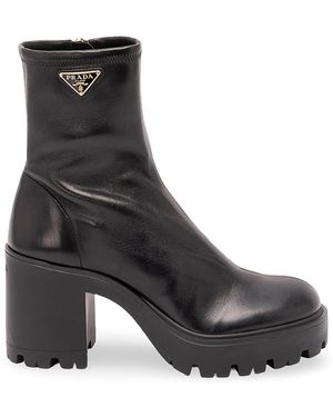 Prada Stretch Nappa Leather Booties - Black