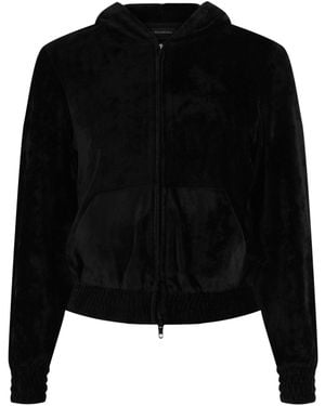 Balenciaga Velvet Zip Up Hoodie - Black