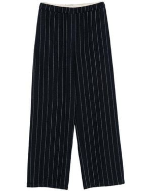 Alysi Wool Striped Wide-Leg Pants - Blue