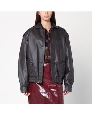 Blazé Milano Charlie Ares Leather Bomber Jacket - Gray
