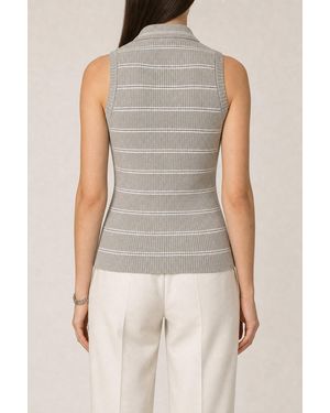 Brunello Cucinelli Striped Sleeveless Knit Sweater - Gray