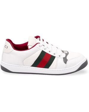 Gucci "Screener" Leather Sneakers - Gray