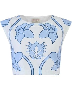 Beyond By Vera Piper Crop Top, Floral Print - Blue