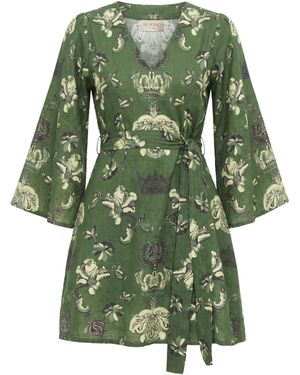 Beyond By Vera Kennedy Mini Dress, Cotton-Linen Blend - Green