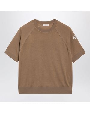 Moncler Raglan-Sleeve Wool T-Shirt - Brown