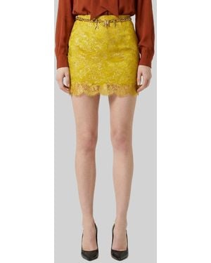 Saint Laurent Brocade And Lace Baroque Mini Skirt - Yellow