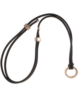 Brunello Cucinelli Leather Glasses Cord With Pendant - Black