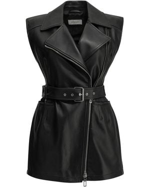 Max Mara Sleeveless Leather Jacket - Black