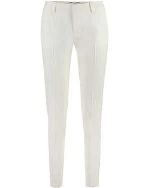 Saint Laurent Stretch Wool Pants With Contrasting Color Stripe For - White