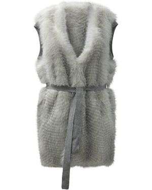 Max&Moi Reversible Sleeveless Jacket With Belt - Gray