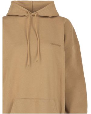 Balenciaga Medium Fit Logo Hoodie - Natural