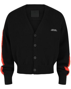 Givenchy Intarsia Shag Knit Cardigan - Black