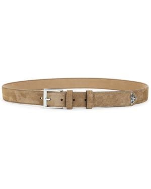 Prada Brada Suede Belt - Natural