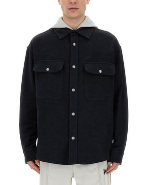 Palm Angels Shirt-Jacket With Monogram - Black