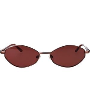 Jacquemus Metallic/ Bordeaux/ Bordeaux Stainless Steel Sunglasses - Red