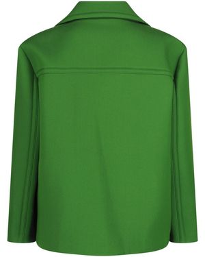 Valentino Oversized Technical Wool Peacoat - Green