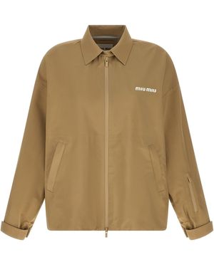 Miu Miu Tech Canvas Windbreaker - Natural
