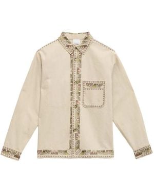 Isabel Marant Boxy Button-Down Jacket With Intricate Embroidery - Natural