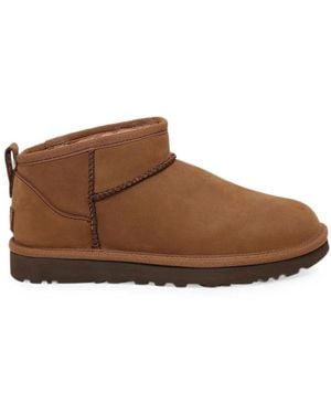 UGG "Classic Ultra Mini" Nubuck Boots - Brown