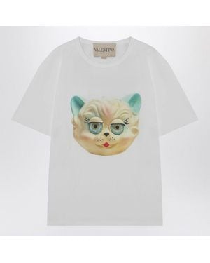 Valentino Tshirt With Le Chat De La Maison Print - Gray