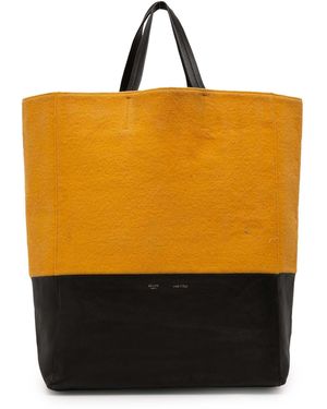 Celine Small Bicolor Suede And Calfskin Vertical Cabas Tote - Orange