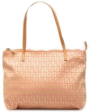Fendi Small Zucchino Canvas Tote - Pink
