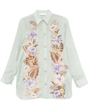 Zimmermann Coco Printed Silk Shirt - White