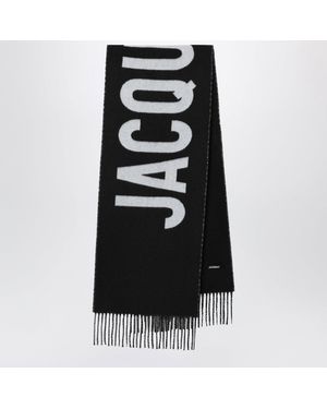 Jacquemus Wool Scarf With Logo - Black