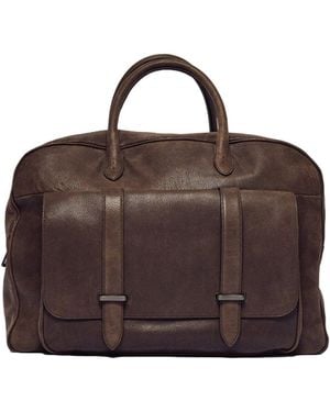 Orciani Double-Handle Dark Leather Bag - Brown