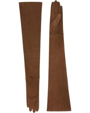 Max Mara Long Suede Gloves - Brown