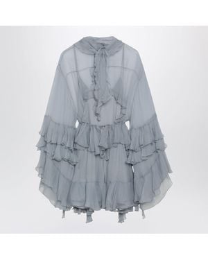 Chloé Powder Silk Mousseline Mini Dress - Blue