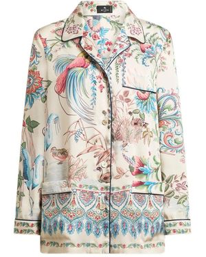 Etro Printed Bowling Neck Shirt - White