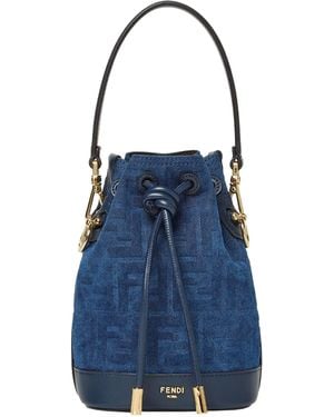 Fendi Mon Tresor Floacked Ff Denim Mini-Bag - Blue