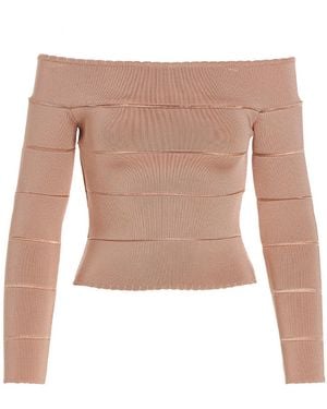 Alexandre Vauthier Fitted Off-Shoulder Viscose Knit Top - White