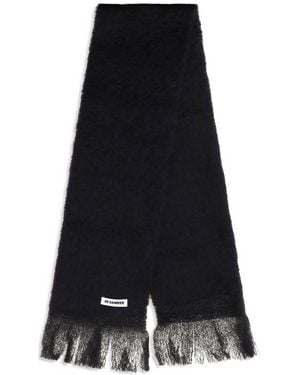 Jil Sander Wool Scarf With Logo - Black