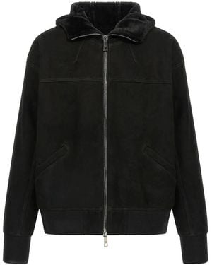 Giorgio Brato Mutton Velour Oversized Hooded Sweatshirt - Black